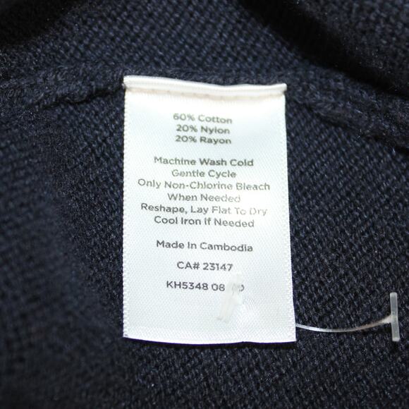 Talbots Womens Button Shoulder Sweater Tunic Length Side vents Navy Blue Size L - Picture 7 of 9